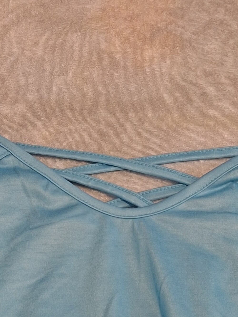 Cold-Shoulder Ombre Blue Tank Top with Crisscross Back by Flamingals size L - Picture 7 of 10